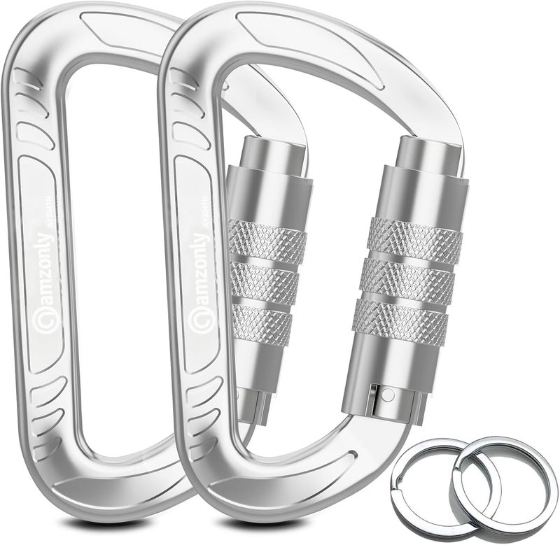 Amzonly 3inch Auto Locking Carabiner Clips Heavy Duty, 12KN /2697lbs Lightweight keychain carabiners, Sturdy Twist Lock Caribeeners for Camping Hiking Hammock Swing Backpack, dog leash and Harness etc - Image 1